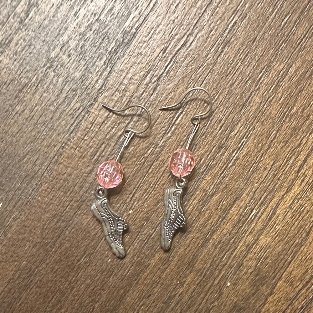 Elegant Silver and Pink Shoe Earrings